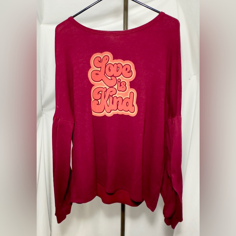 Rooted Soul Love is Kind' Graphic Sweater Balloon Sleeve Large